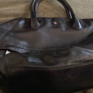 Black leather tote